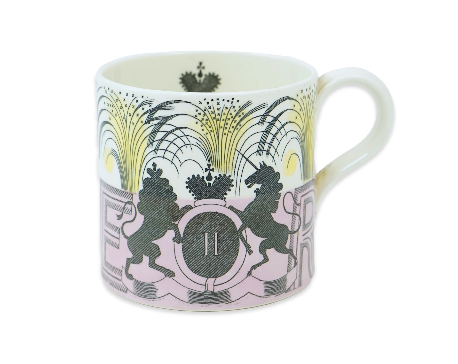 Eric Ravilious (1903-1942) for Wedgwood: A 1953 Queen Elizabeth II Coronation commemorative mug